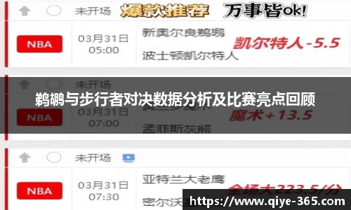 鹈鹕与步行者对决数据分析及比赛亮点回顾